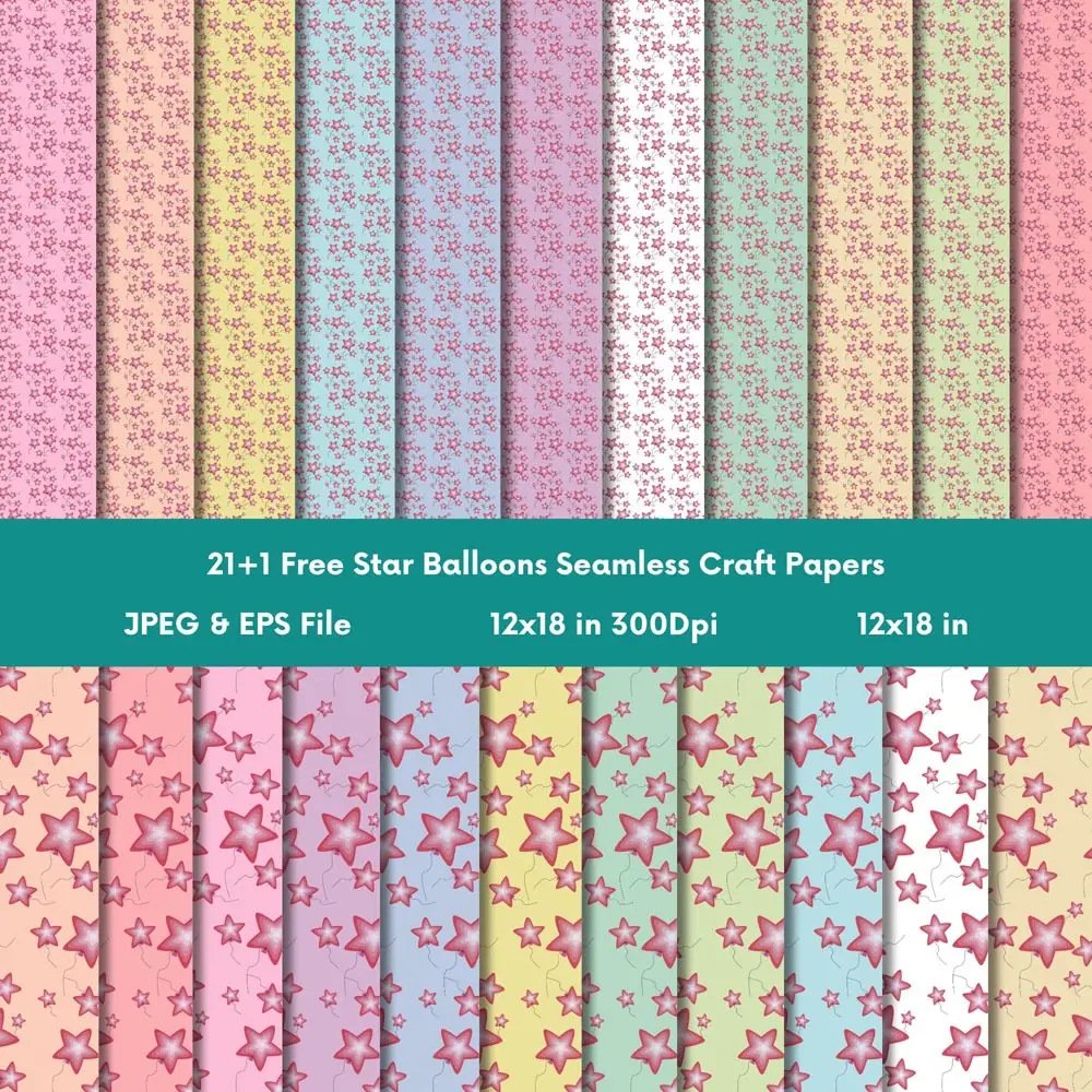 Star Balloons Digital Paper