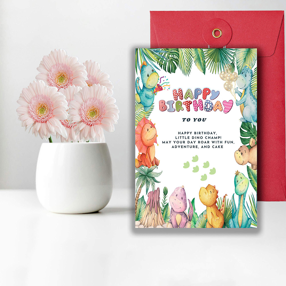 Dino Theme Birthday Card