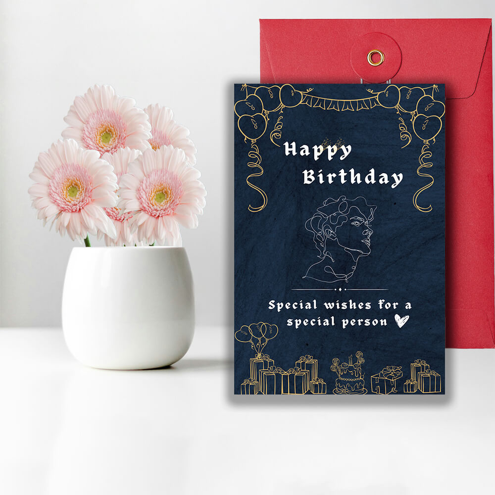 Line Art Birthday Card