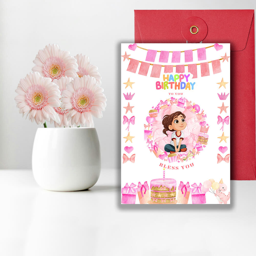 Pink Theme Birthday Card