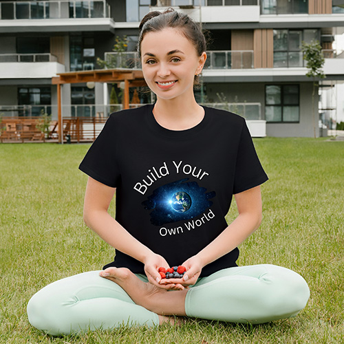 Glowing Earth artwork in space showing a galaxy Earth T-shirt design with blue cosmic light for creative apparel and gifts.