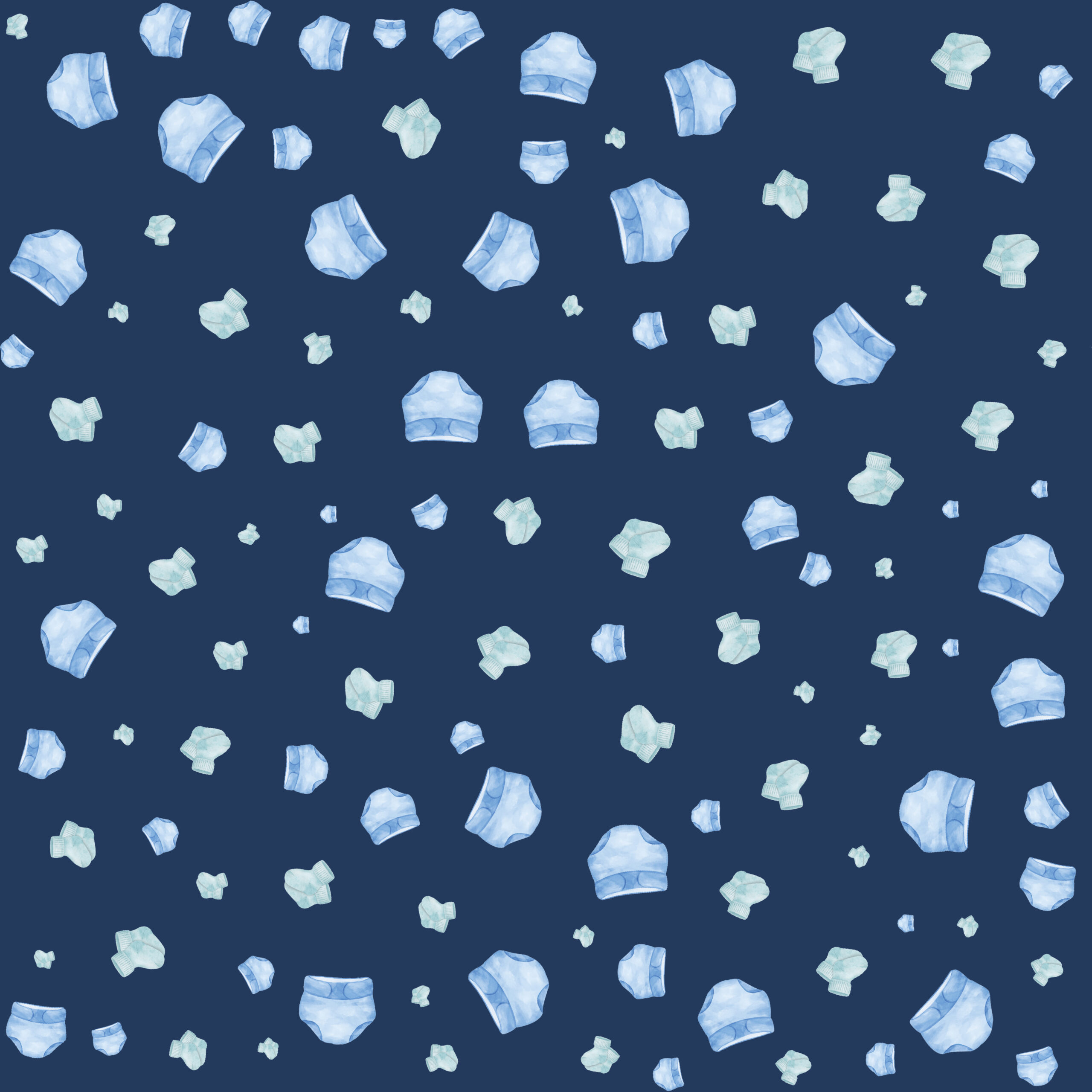 Soft blue baby diaper seamless pattern with tiny socks arranged in a calm repeat for baby boy nursery and toddler designs.
