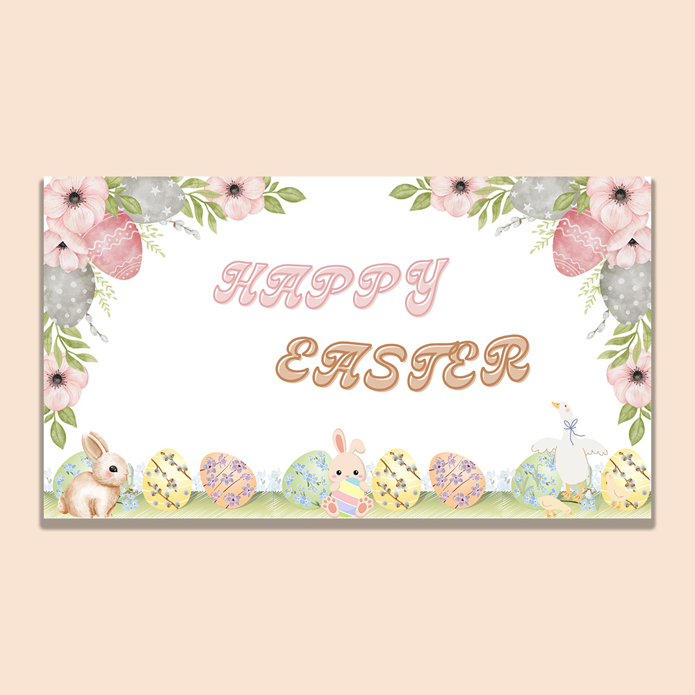 Pastel Easter wish video with soft florals, cute bunny, decorated eggs and gentle spring artwork for warm seasonal greetings.